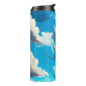 Bouteilles Isothermes Gros voilier, Ciel Bleu, Nuages Fluffy Blanc (Tourné sur la gauche)