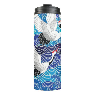 Bouteilles Isothermes Grue japonaise : Motif orné d'oiseaux.