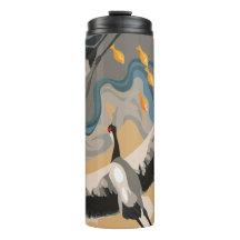 Grues en flammes au-dessus du fleuve