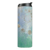 Bouteilles Isothermes Grunge Côtière | Aquarelle bleu et vert or (Tourné sur la gauche)