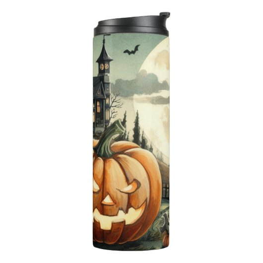 Bouteilles Isothermes Halloween/Automne/Automne/citrouille/chat (Tourné sur la gauche)