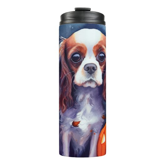 Bouteilles Isothermes Halloween Cavalier King Charles Citrouille espagno (Devant)