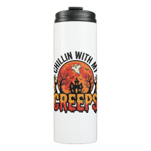 Bouteilles Isothermes Halloween Chillin avec mes Creeps Vintage T-Shirt 