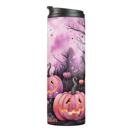 Bouteilles Isothermes Halloween Citrouille rose personnalisé (Tourné sur la droite)