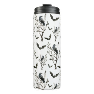 Bouteilles Isothermes Halloween Corbeaux chauves-souris noir et blanc Aq