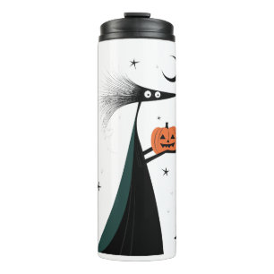 Bouteilles Isothermes Halloween Éffrayant sorcière et Citrouille blanc