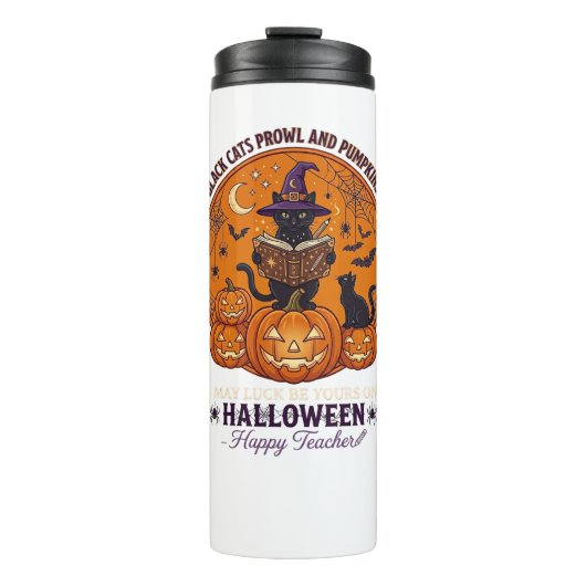 Bouteilles Isothermes Halloween Joyeux Professeur Chapeau de Sorcière Ch (Devant)
