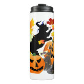 Bouteilles Isothermes Halloween Noir Kitty Batting Joli Feuilles (Devant)