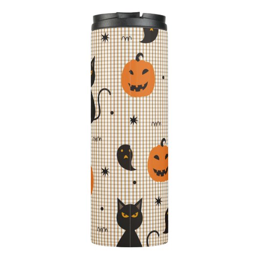 Bouteilles Isothermes Halloween sans couture motif avec chat noir et gho (Dos)