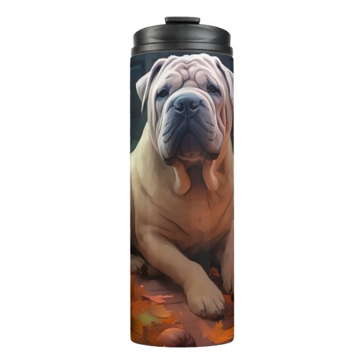 Bouteilles Isothermes Halloween Shar Pei Avec La Peur Citrouille (Devant)