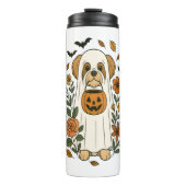 Bouteilles Isothermes Halloween Shih Tzu avec des fleurs d'automne (Devant)