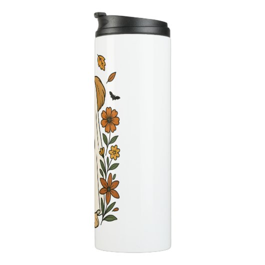 Bouteilles Isothermes Halloween Shih Tzu avec des fleurs d'automne (Tourné sur la droite)