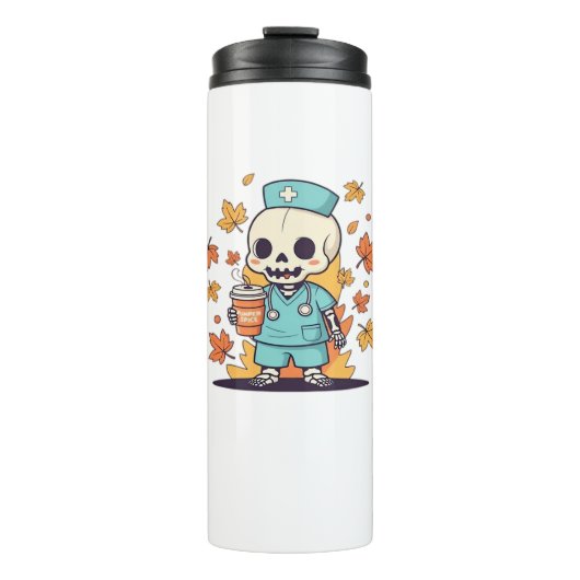 Bouteilles Isothermes Halloween Skeleton Nurse Avec Café Classique T-Shi (Devant)