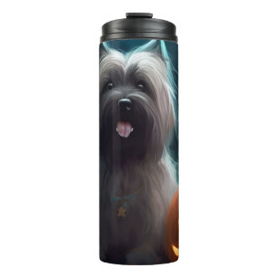 Bouteilles Isothermes Halloween Skye Terrier Avec La Peur Citrouille