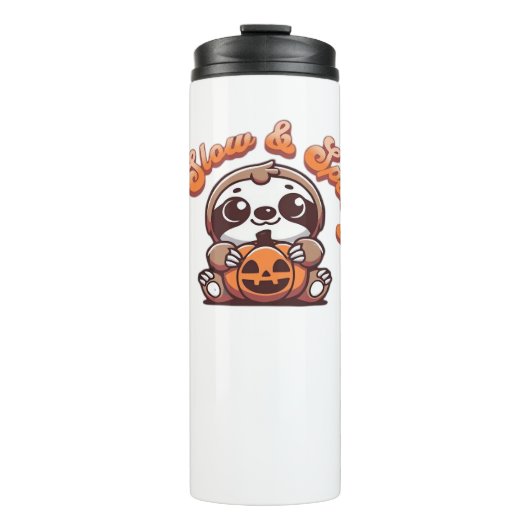 Bouteilles Isothermes Halloween Sloth Lent et Éffrayant mignonne Citroui (Devant)