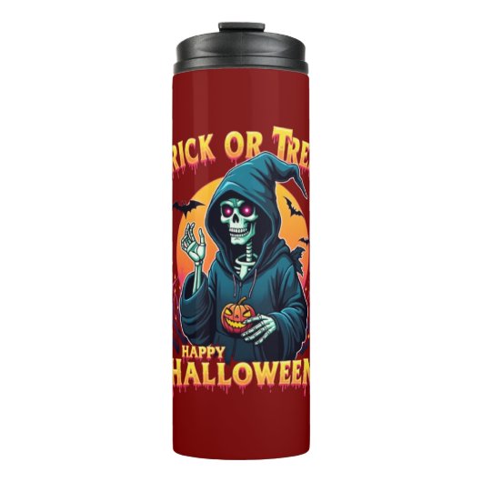 Bouteilles Isothermes Halloween Spooky Vibes: Trick or Treat Skeleton (Devant)
