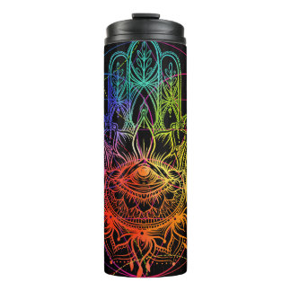 Bouteilles Isothermes Hamsa orné : motif néon dessiné à la main.