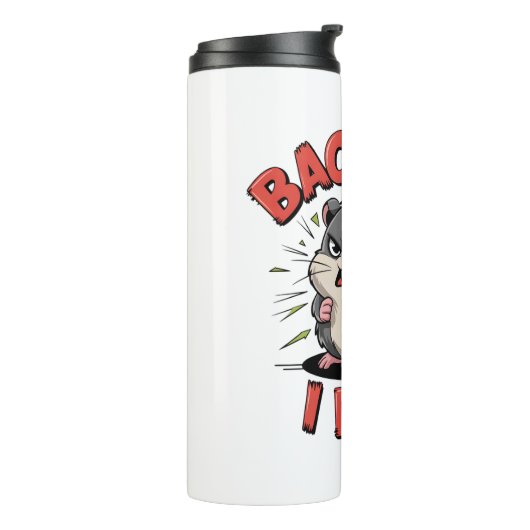 Bouteilles Isothermes Hamster Grumpy "Recule, je mord" Funky Sarcastique (Tourné sur la gauche)