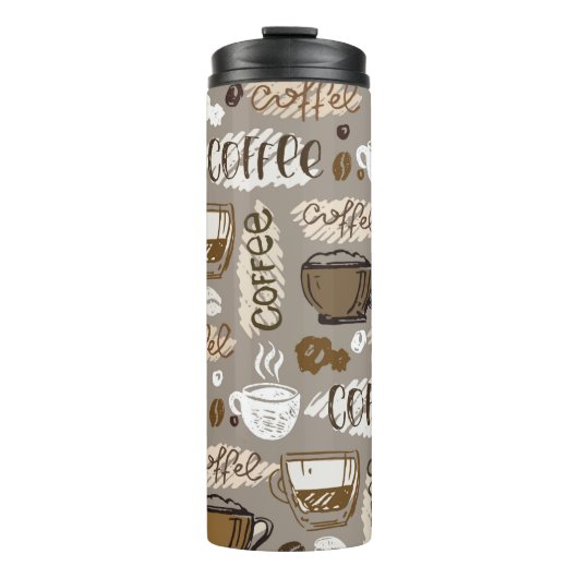Bouteilles Isothermes Hand drawn doodle coffee pattern background (Devant)
