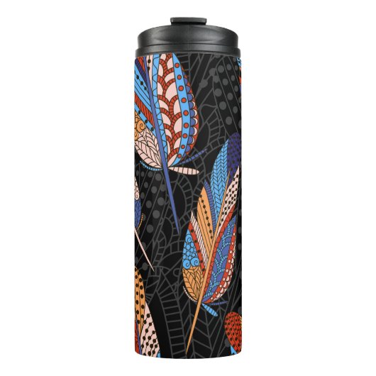 Bouteilles Isothermes Hand drawn seamless pattern with feathers. Colorfu (Devant)