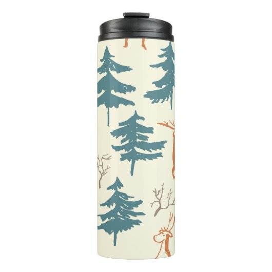 Bouteilles Isothermes Hand drawn winter seamless pattern with deer and p (Devant)