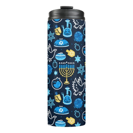 Bouteilles Isothermes Hanoukka Symboles Motif bleu (Devant)