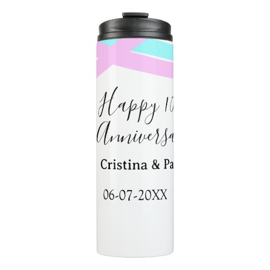 Bouteilles Isothermes Happy 10th anniversary simple minimal wedding name (Devant)