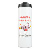 Bouteilles Isothermes Happy Chat avec Fleurs inoxydable (Devant)