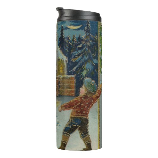 Bouteilles Isothermes Happy Christmas - Vintage snowball fight postcard (Tourné sur la droite)