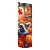 Bouteilles Isothermes Happy Raccoon en Feuilles d'automne et Citrouille (Tourné sur la droite)