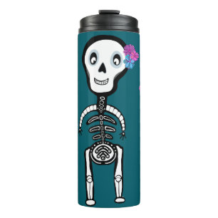Bouteilles Isothermes Happy Skeletons avec fleurs