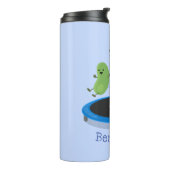 Bouteilles Isothermes Haricots verts mignons sur dessin animé trampoline (Tourné sur la gauche)