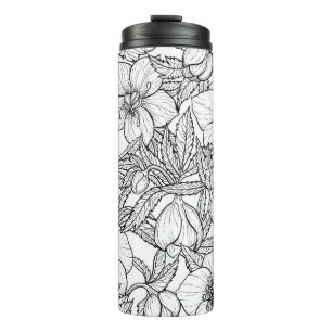 Bouteilles Isothermes Hellebores en noir et blanc