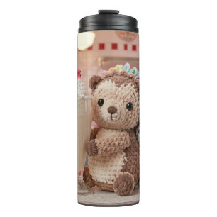 Bouteilles Isothermes Hérisson au crochet et milkshake au diner rétro