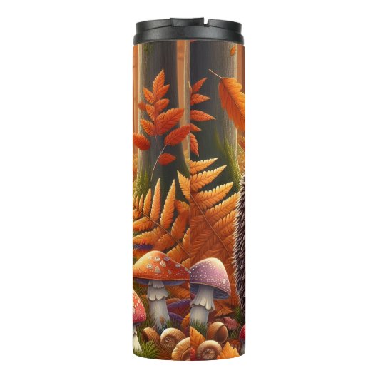 Bouteilles Isothermes Hérisson tenant un champignon à l'automne (Dos)