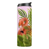 Bouteilles Isothermes Hérons Roses Avec Feuilles Tropicaux Et Ananas (Tourné sur la gauche)