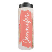 Bouteilles Isothermes Hibiscus Ajouter Nom Pêche Floral Custom Cadeau (Devant)