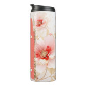 Bouteilles Isothermes Hibiscus Ajouter Nom Pêche Floral Custom Cadeau (Tourné sur la droite)