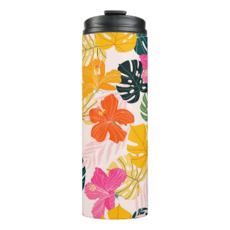 Bouteilles Isothermes Hibiscus et monstère feuille motif tropical desi