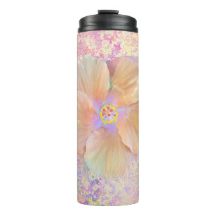 Bouteilles Isothermes Hibiscus fleur tropicale rose or marbre mignon