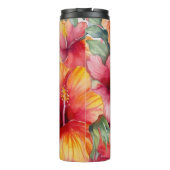BOUTEILLES ISOTHERMES HIBISCUS TROPICAL À L'AQUARELLE ROSE ROUGE ORANGE (Dos)