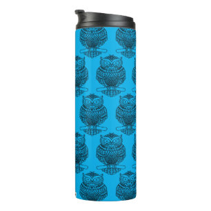 Bouteilles Isothermes Hibou (bleu néon) - Tumbler thermique
