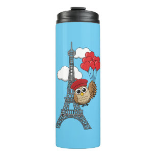 Bouteilles Isothermes Hibou volant avec des ballons de coeur à Paris