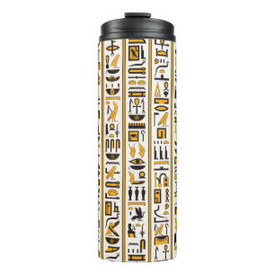 Bouteilles Isothermes Hiéroglyphes égyptiens jaune-noir couleur transpar