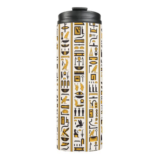 Bouteilles Isothermes Hiéroglyphes égyptiens jaune-noir couleur transpar (Devant)