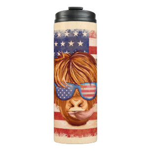 Bouteilles Isothermes Highland Cow 4 juillet 4 USA Independence Day