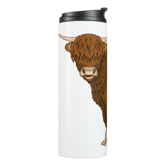 Bouteilles Isothermes Highland cow cartoon illustration (Tourné sur la gauche)