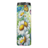 Bouteilles Isothermes Hippo bébé dans la prairie à fleurs avec papillons (Dos)