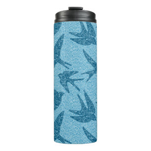 Bouteilles Isothermes hirondelles japonaises en vol, Cobalt et bleu pâle