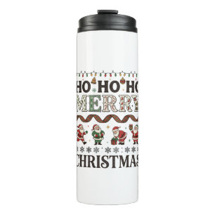 Bouteilles Isothermes Ho Joyeux Noël Ruban à carreaux de Père Noël